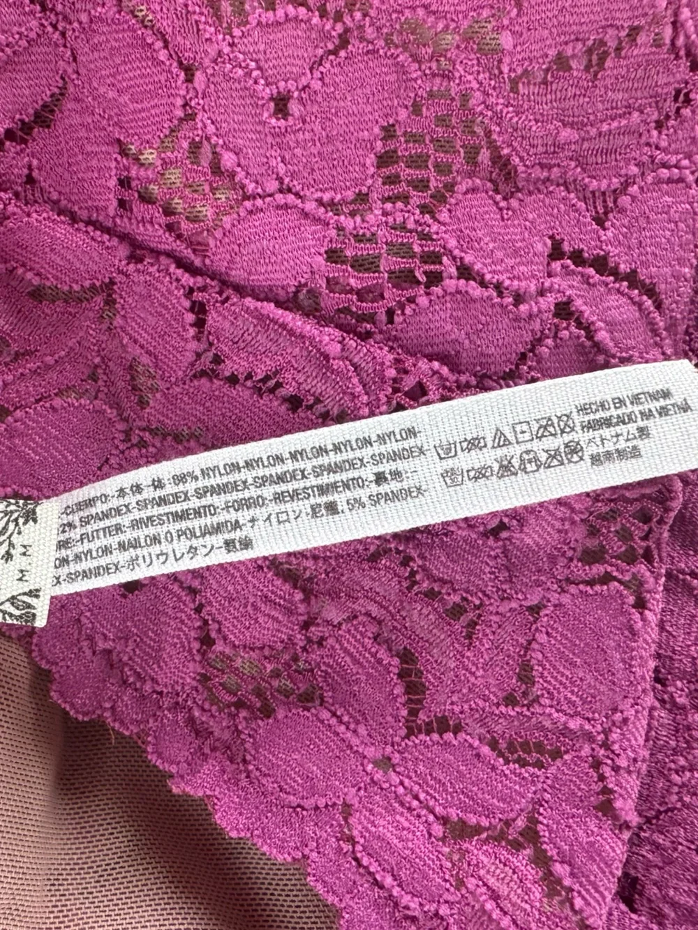 Free People Intimately Avery Lace Bodysuit, Vibrant Orchid- Size Medium